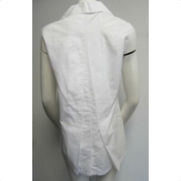 PRADA White Collared Sleeveless Popline Blouse szM - Picture 5 of 8